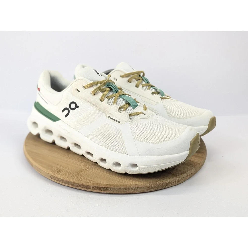 On Cloud Cloudrunner 2 Mens 12.5 M White Green Running Shoes Athletic Sneakers